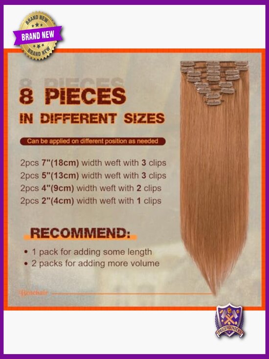 Real Human Hair Clip In Extensions Straight Remy 20 inch 8 Pieces main image 3